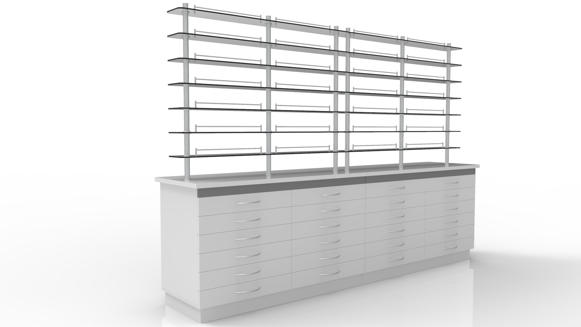 Meubles chantillons YTP avec tagres en verre