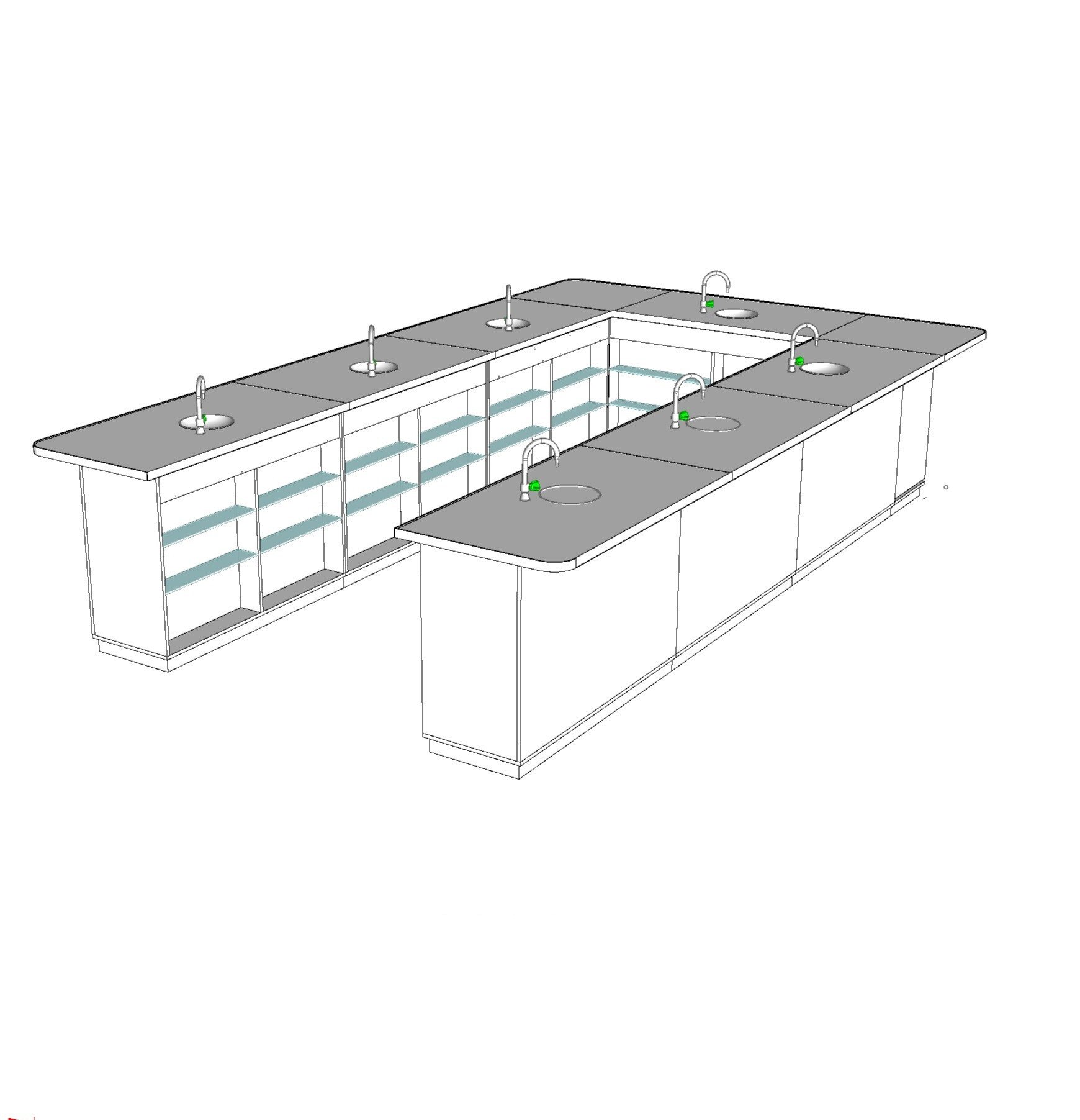 Paillasse de dégustation en U pour le secteur de l'Oenologie Paillasse de dégustation en U